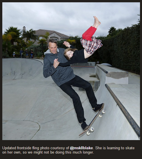 flylikeabowtie:  lower-class-brat:  The people freaking out about this are ridiculous. LIKE I’M PRETTY SURE IF THERE’S ONE PERSON ON THE GODDAMN PLANET YOU CAN TRUST WITH A CHILD ON A SKATEBOARD, IT’S FUCKING TONY HAWK JESUS.  IT’S ALSO JUST ADORABLE