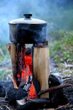 Ambitious, but what happens when the logs collapse? All your food will have ash in it.  