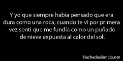 No fue tan asi, Al paso de los meses me fuiste demostrando que eras un raro, los dos somos raros&hellip; Al punto donde poco a poco nos fuimos hablando mas, mas, mas&hellip; Comenzabamos a salir, algunas personas comenzaban a sentirrse remplazadas.. El