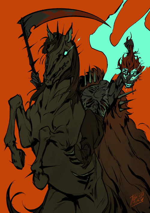 “the horseman cometh”dullahan/headless horseman!kidd for halloween :)