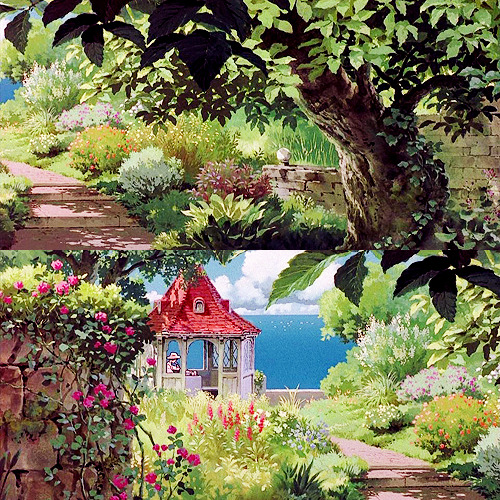 slaymonsters:  The garden of Hotel Ariano from Porco Rosso (1992) 