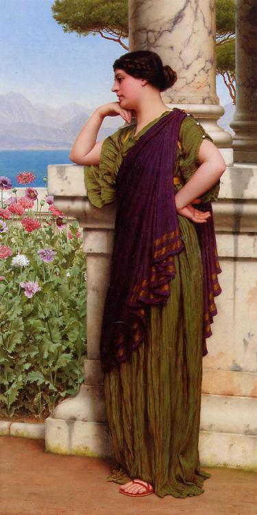 john-william-godward:Tender Thoughts, 1917, John William GodwardMedium: oil,canvas