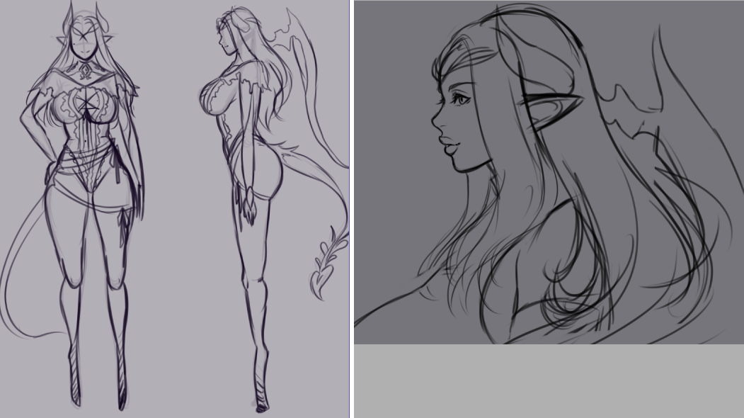 Succubus work from todays stream, LOOK AT ME FINALLY MAKING A REFERENCE SHEET&hellip;