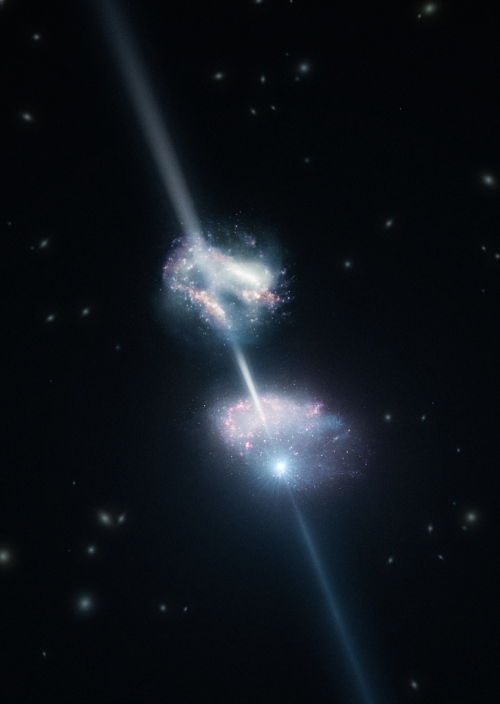 sci-universe:This artist’s impression shows two galaxies in the early Universe. The brilliant explos