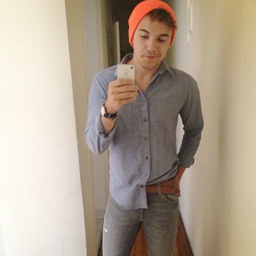 digitaldowntown:  Orange + denim #ootd