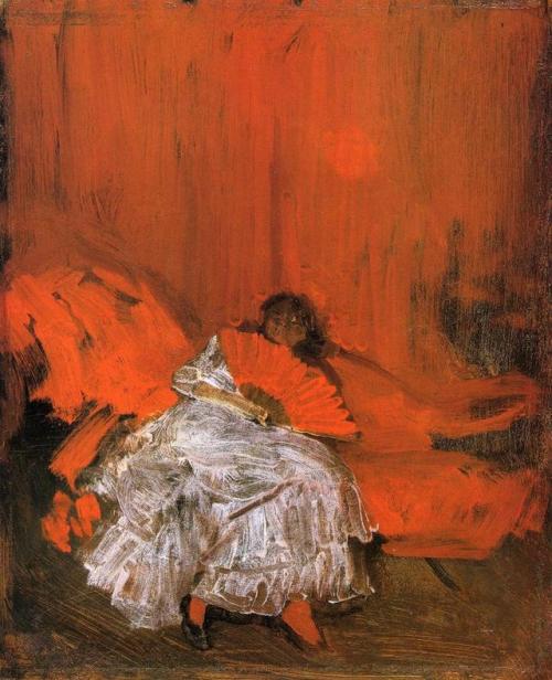 artist-whistler: Red and Pink The Little Mephisto, 1884, James McNeill Whistler Medium: oil,canvas