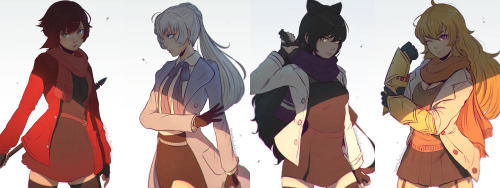 koyoriin:  http://patreon.com/koyorinhttp://www.pixiv.net/member.php?id=12576068http://twitter.com/koyoriinTo celebrate the beginning of RWBY Vol. 4, here’s a recap of my Team RWBY fan art! [ Classic Outfits | Custom Redesigns | Volume 4 Outfits ] 