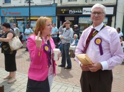 palebros:  This picture was taken yesterday by Maria Pizzey representing the Green Party with the following caption: &ldquo;This is UKIP’s MEP candidate for the South East. She described herself as Nigel’s number 2. She told us to f**k off because