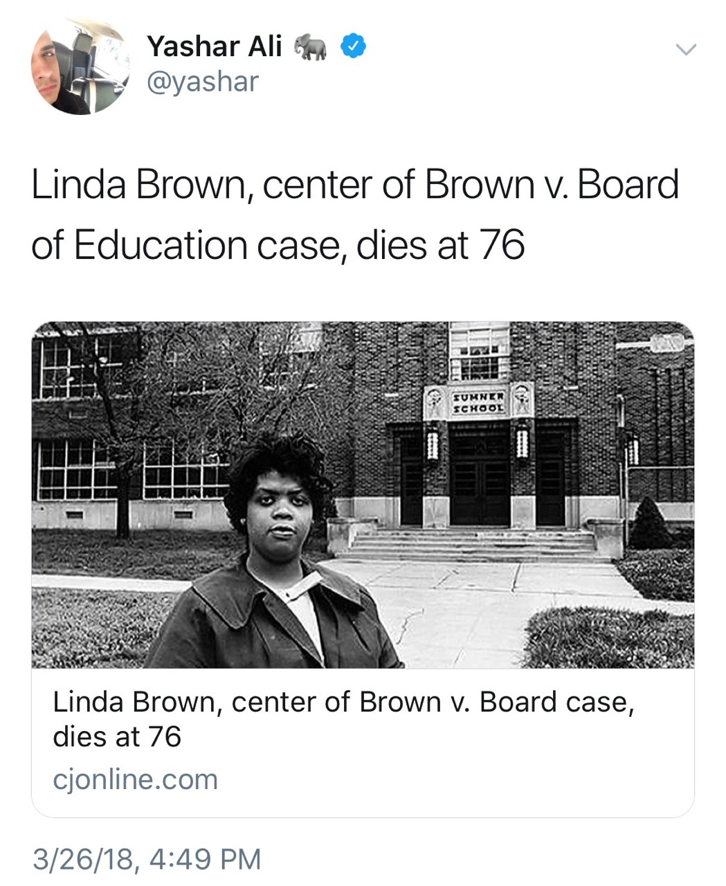 odinsblog:Rest In Peace, Linda Brown. Thank you for your courage in the fight to