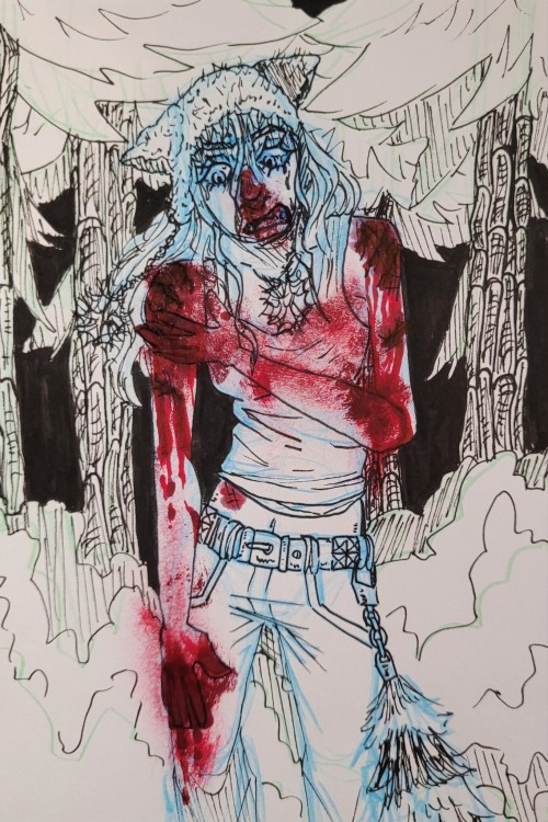 Day 21 Done. Today I Did The Goretober Prompt "lacerations" And Drew My Creepypasta Oc Lucy.
