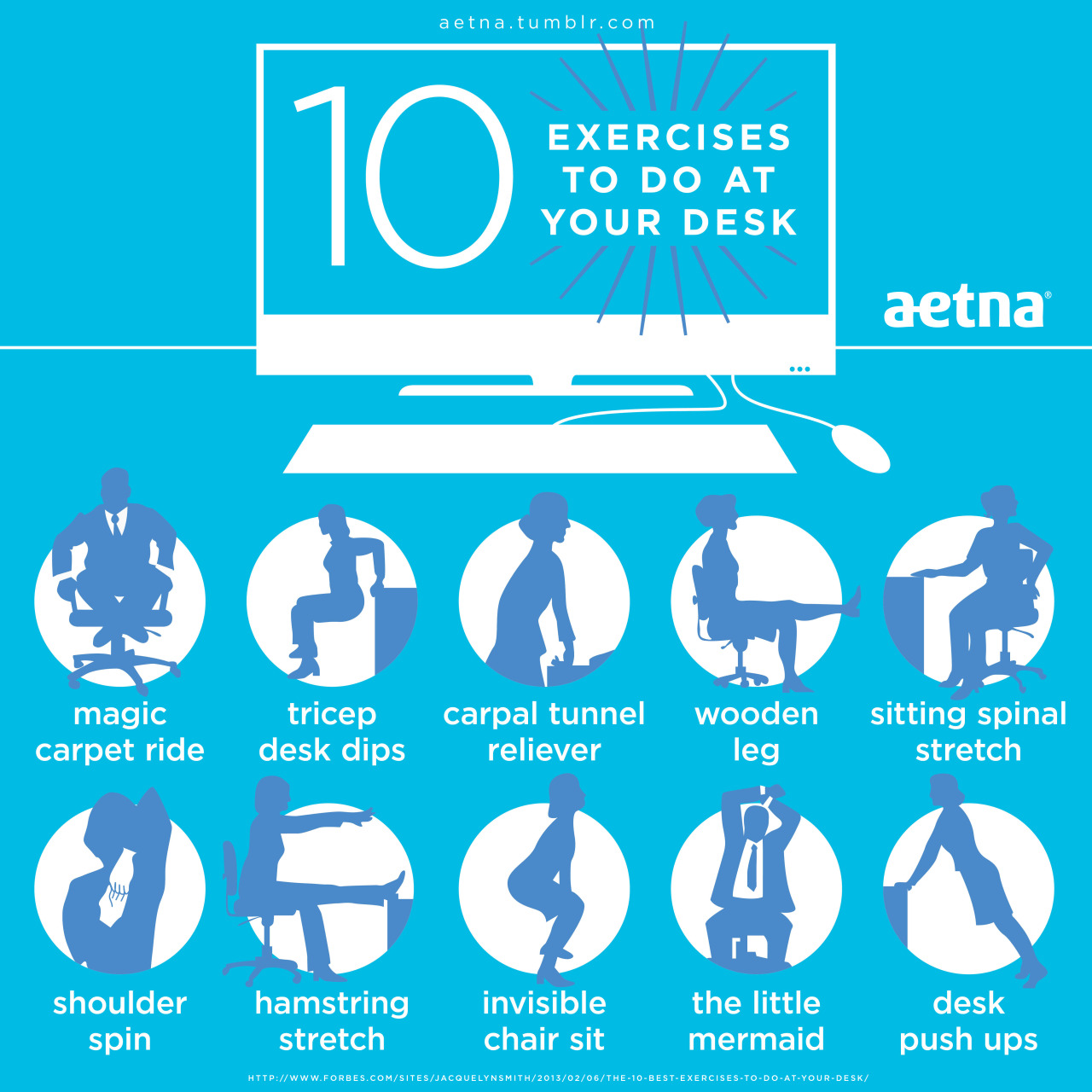aetna:  Next time you’re sitting at your desk, stretch it out! Either during your