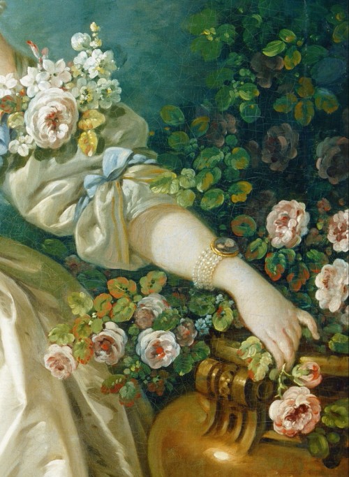 duchessofpowderedwigs: Details from ‘Madame Bergeret’ by Francois Boucher, probably 1766