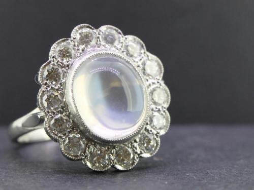 allaboutrings: Platinum Moonstone and Diamond Ring