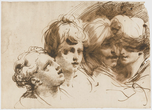 geritsel:Gaetano Gandolfi - portrait studies in pen and sepia ink