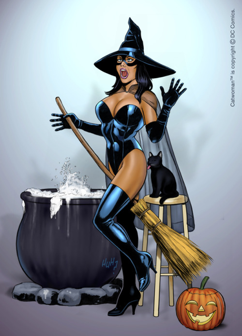 naughtyhalloweenart:Catwoman in October by co4