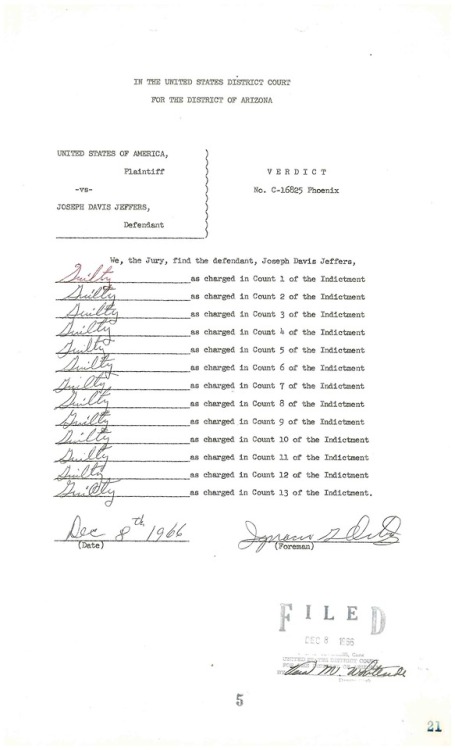 DOGMAIn December of 1966, Joseph Davis Jeffers and his wife Connie were convicted on multiple counts