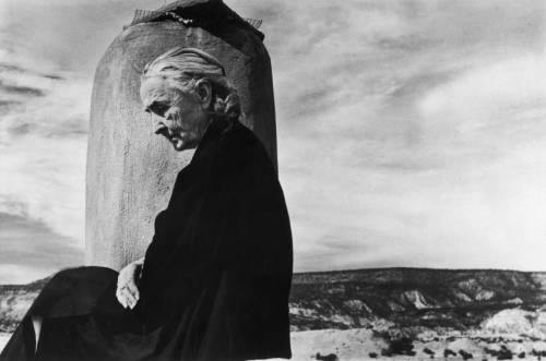 Georgia O'Keeffe on the roof of her Ghost Ranch home in New Mexico  -  John Loengard 1967American b.