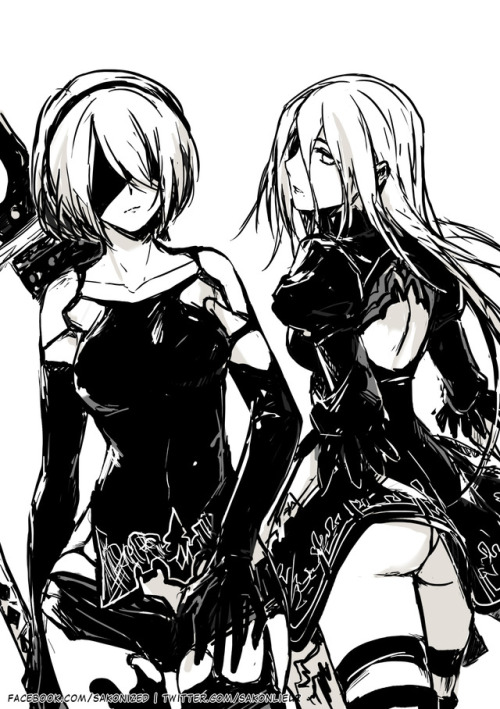 sakonlieur: Black is color for badass… ass indeed.A2 and 2B crossdress. AFTER ONE MONTH GOING