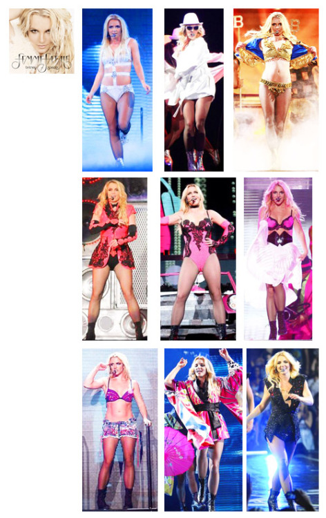 ricki-minaj:  triptoyourheart-britney:  Britney Spears  casas de cambio de vestuario 1998 - 2014 -Baby One More Time tour -Crazy 2k tour -Oops lo hice viaja otra vez -Dream Within A Dream Tour -Onyx Hotel Tour -House of Blues tour -The Circus