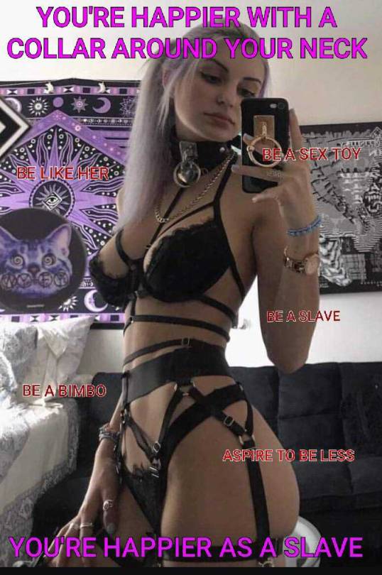 violetunleashed:sluttrainerdominant:  You find happiness in being a slave. Let men think for you, let yourself become what you are truly born to be. A slave   Life is so much easier that way    This is all I wish for&hellip;..all I am