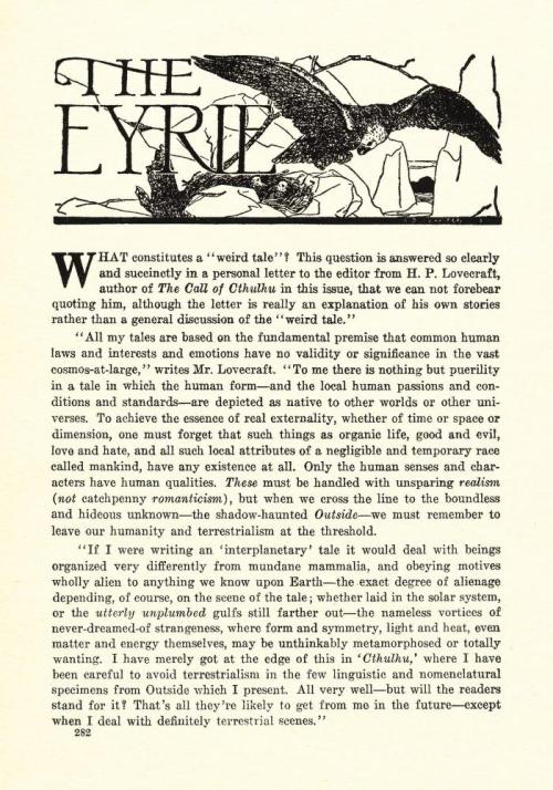 Weird Tales, February, 1928The one that had The Call of Cthulhu by Lovecraft, among other stories.An