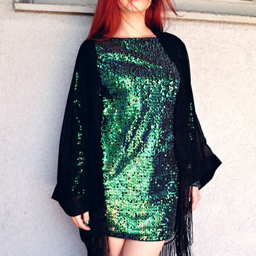 eclecticpandas:  green sequin dress   adult photos