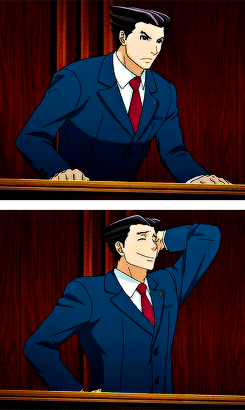 aceattorneysource:Phoenix Wright in 1x01: The First Turnabout / Hajimete no Gyakuten (  はじめての逆転)