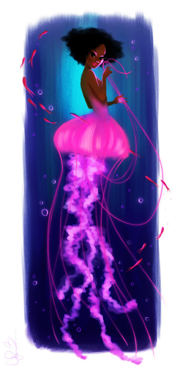 dylanbonner: Here is a piece that I love of a mermaid-esque jelly fish. Her upper-half is based on 