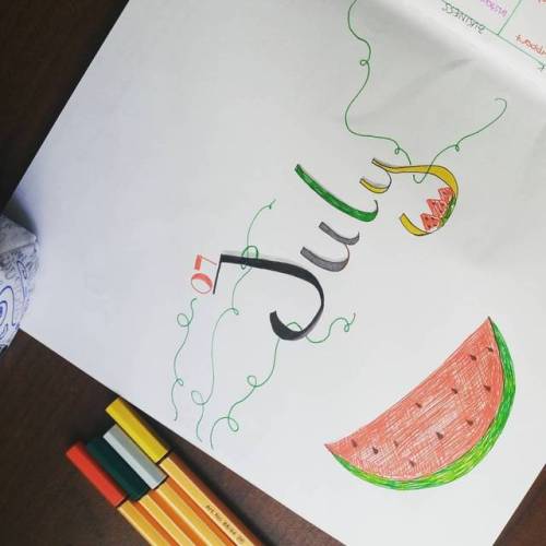 New #cover for new #month #july #summer #watermelon #doodle #calligraphy #writing #july #bujojunkies