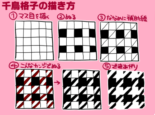 corner-of-memories:How to draw houndstooth!Source: www.pixiv.net/member_illust.php?mode=mediu