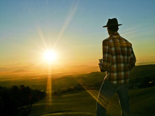 Just woke up and watched another amazing sunrise in California. Found a flat spot in the grass, set my camera to remote shutter, and snapped this self portrait. God is good and His mercies really are new every day.