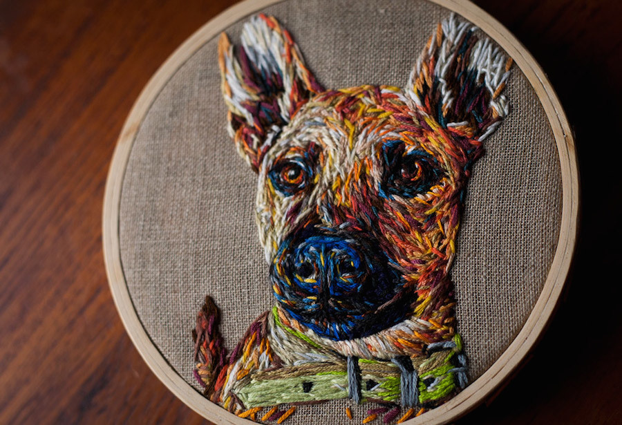 itscolossal:  Flowers Embroidered on the Strings of Vintage Rackets and Other Thread