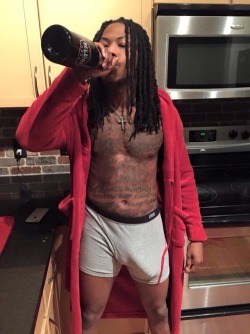 lamarworld:  Rapper Cash Out big dick bulge.