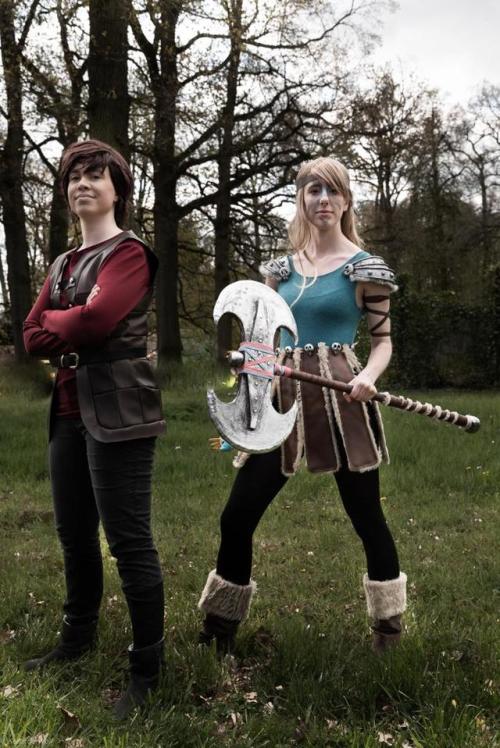 sapientia-art:Last but not least: here is my Hiccup Haddock cosplay, with my friend as Astrid Hoffer