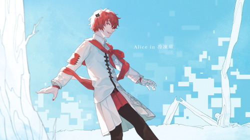 A Fukase I’ve drawn for a new Vocaloid cover! The song is Alice in 冷凍庫 by Orangestar—thi