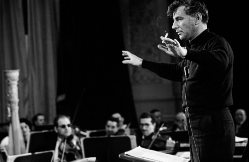 barcarole:Leonard Bernstein conducting the New York Philharmonic in 1958, by Bruce Davidson.