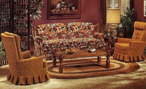 vintageeveryday:These ugly couches that everybody’s grandparents had in their living room!