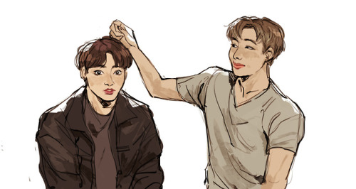 Soft moments with Jungkook and his shy brother Namjoon &lt;3 