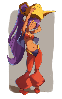 mykecandraw: vinsmousseux:    Daily sketch 7: I started playing Shantae and the Pirate’s curse yesterday. That whole game is one ball of cute, Wayforward really outdid themselves in the art department. Shantae does a little dance when you use her lamp