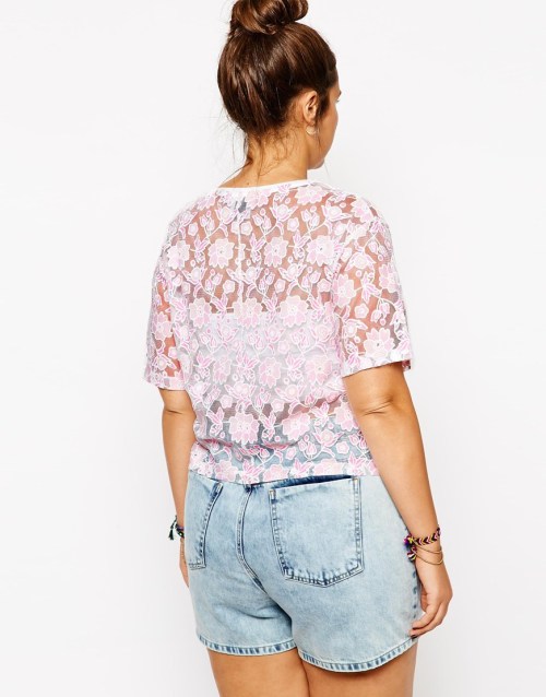 Emma in ASOS CURVE Exclusive Lace T-Shirt In Floral Print