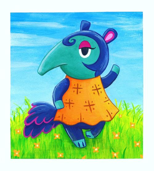 A series of Animal Crossing gouache paintings I did when New Horizons came out! Kyle was a commissio