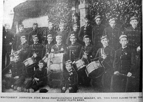 One of Ulster’s oldest flute bands in 1879, Whiteabbey Johnston Star.