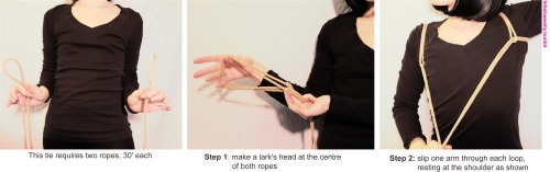 fetishweekly:Shibari Tutorial: Side Hitch Harness ♥ Always practice cautious kink! Have your sheers 