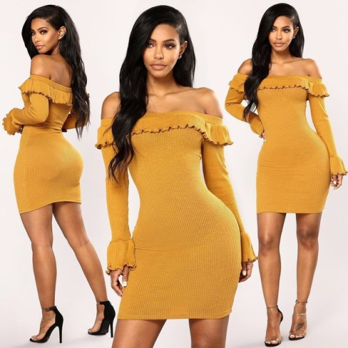 Mily Ribbed yellow dress adult photos