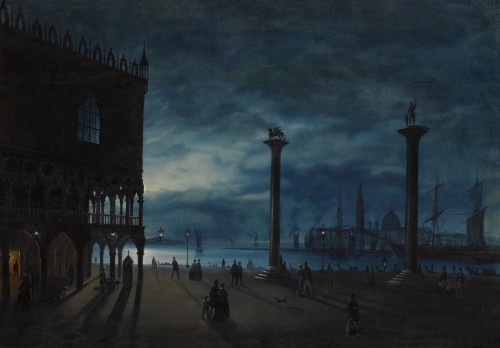 catonhottinroof:

Ippolito Caffi (1809 - 1866) Venezia, veduta notturna con la Piazzetta San Marco e il Molo, con vista sullIsola di San Giorgio 