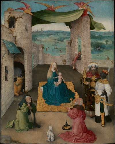 The Adoration of the Magi, Hieronymus Bosch, ca. 1475, European PaintingsJohn Stewart Kennedy Fund, 1913Size: 28 x 22 1/4in. (71.1 x 56.5cm)Medium: Oil and gold on oakhttps://www.metmuseum.org/art/collection/search/435724 #europeanart#hieronymusbosch#metmuseum#themet