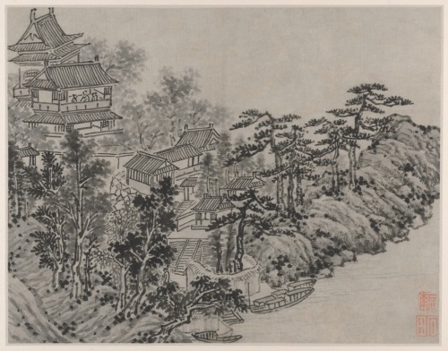 Twelve Views of Tiger Hill, Suzhou: Cloud-Climbing Pavilion, Shen Zhou, after 1490, Cleveland Museum