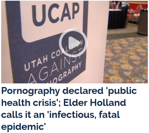 SALT LAKE CITY — Utah lawmakers took a bold step in the final minutes  of the 2016 Legislative Session. Late Friday night, the Utah House of  Representatives passed a resolution declaring pornography a public  health crisis. The resolution is the first