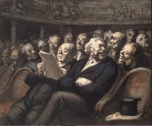 ‪19th-century theatre could be a pretty informal, even rowdy affair, as these drawings by Honoré Dau