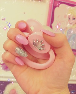 princess-of-poof:  Got my nails done today! They coincidentally match my paci 💗